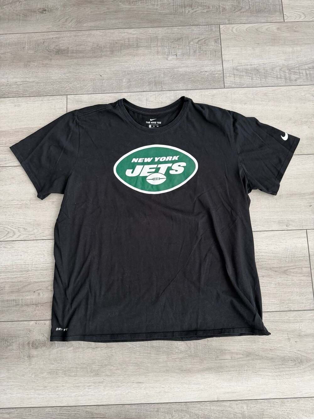 Nike New York Jets T-Shirt Size XXL Black Dri-Fit NFL Logo Graphic Tee